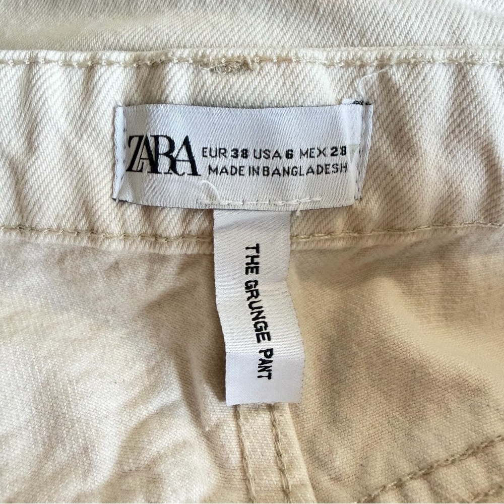 Zara White The Grunge Wide Leg Pant Jeans Size 6 - 41988 - Picture 6 of 11